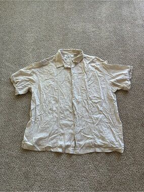 Cafe Luna Men’s Beige Linen/Cotton Solid Short Sleeve Button Up Shirt 3XL